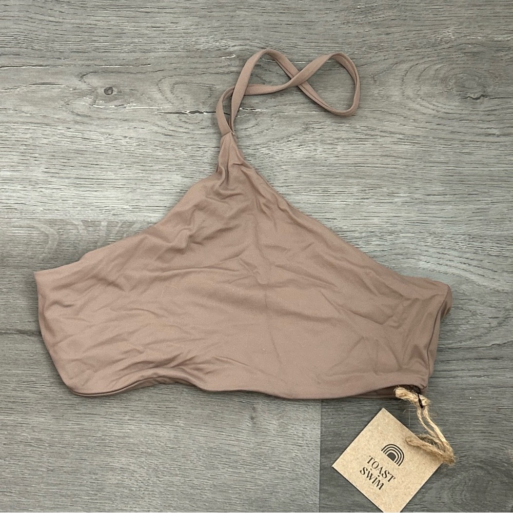 NWT toast swim bikini top size  XS apex‎ women’s halter Brown Tan